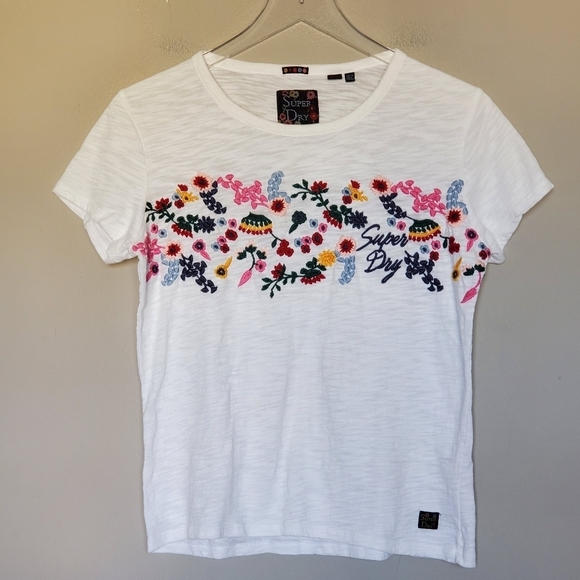 Superdry Women's Lexi Floral Embroidered T-Shirt in Rodeo White US 6 - Picture 3 of 11